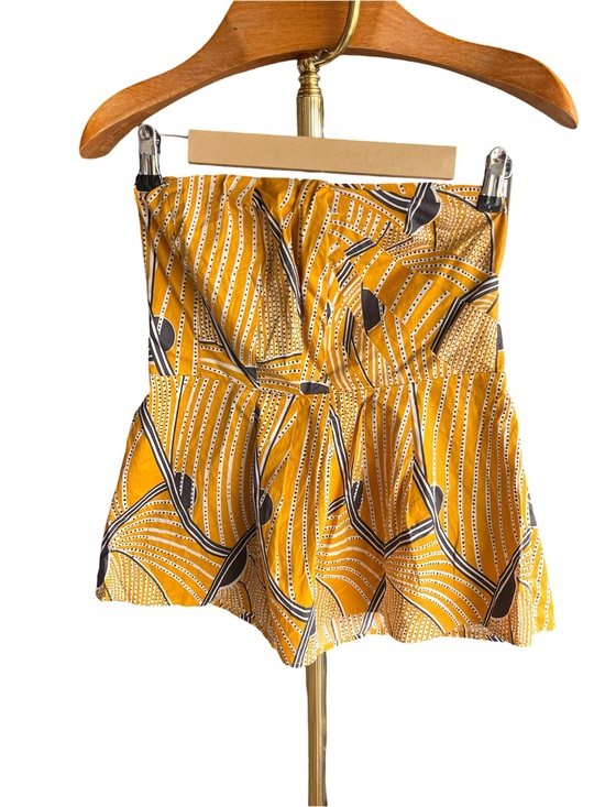 Anthropologie Tops - Anthropologie Floreat Yellow Printed Strapless Pleated Top 6